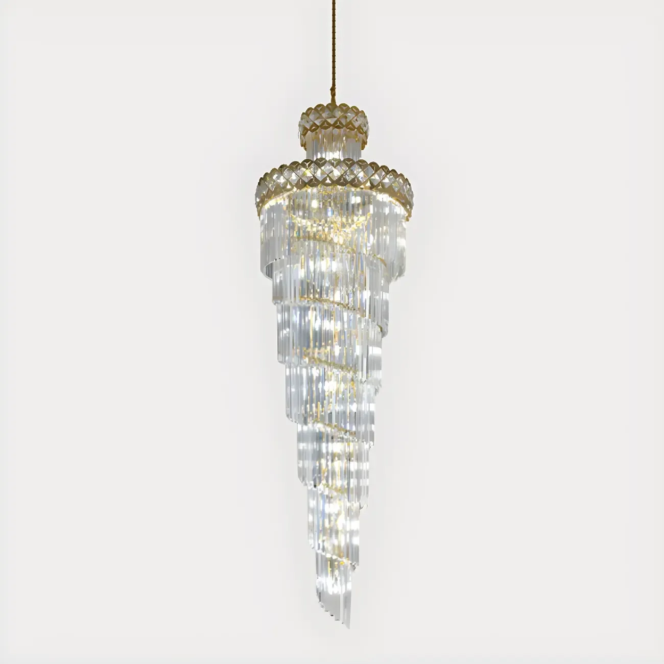 Luxurious Spiral Tiered LED Crystal Chandelier