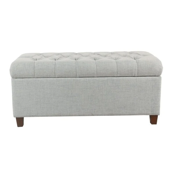 Light Blue Button-Tufted Storage Bench – Seats 1