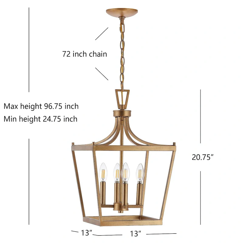SAFAVIEH Lighting Olgica 4-light Pendant - 13 x13 x24.75-96.75  - 13Wx13Dx97H