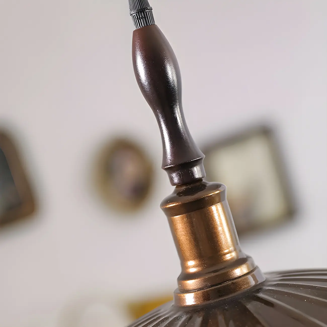 Brown Iron Fluted Cone Round Pendant Light