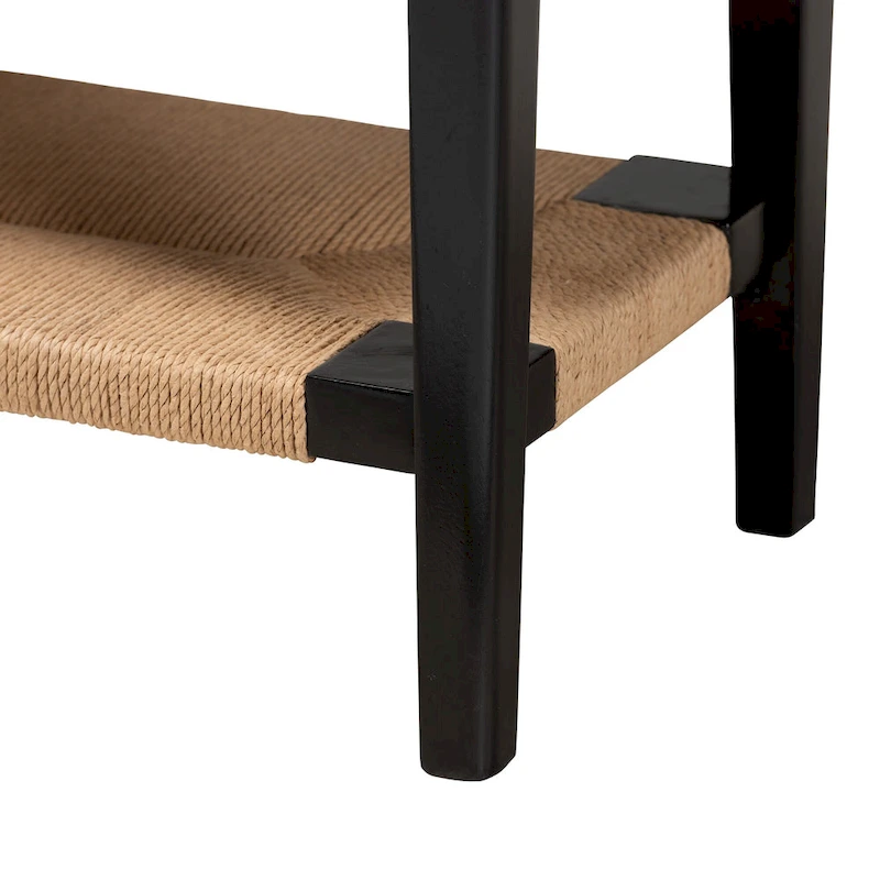 Freya Modern Bohemian Bayur Wood 1-Drawer Console Table-Black