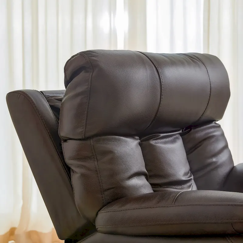 Top Grain Leather Power Recliner Chair Adjustable Headrest Extendable Footrest Zero Gravity Recliner