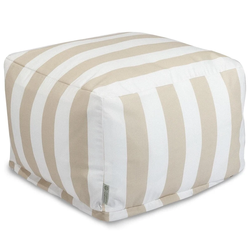Majestic Home Goods Vertical Stripe Ottoman Outdoor Indoor