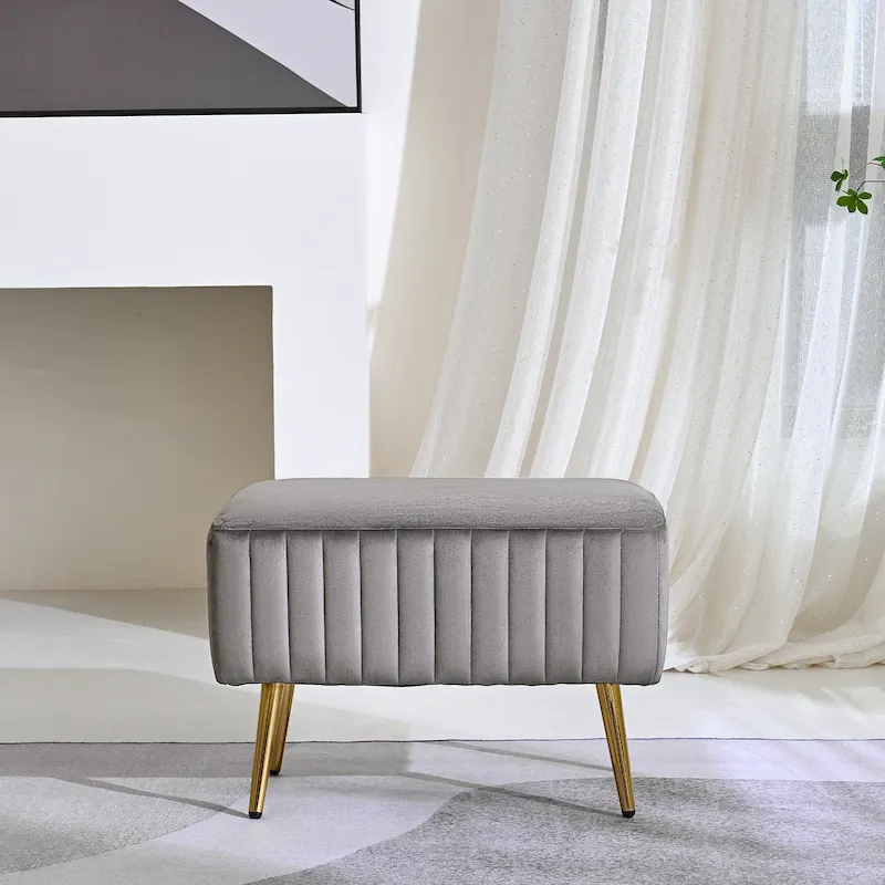 24-inch Modern Upholstered Entryway Bench with Velvet Seat