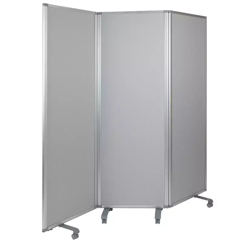 Flash Furniture Double Sided Mobile Magnetic Whiteboard/Cloth Partition with Lockable Casters, 72H x 24W (3 sections included)