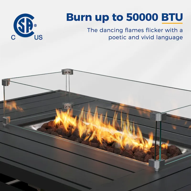 4 Pcs Patio Conversation Set with Propane Firepit