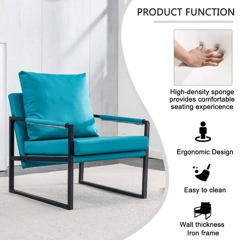 Ouyessir Set of 2 Modern Velvet Accent Chair Linen Sling ArmChair