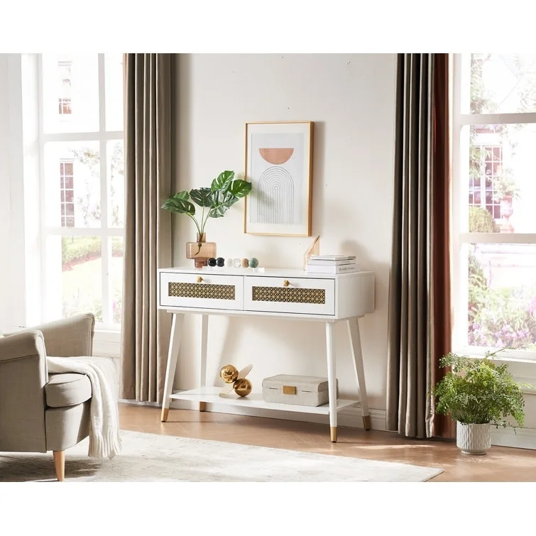 41.9 Wood 2-Drawer Console Table