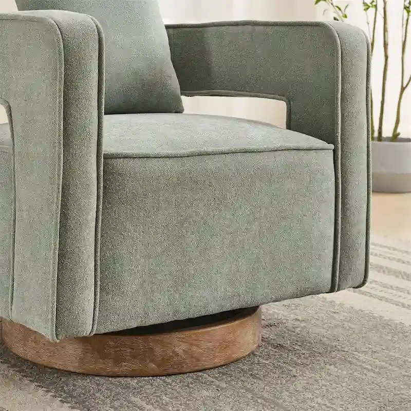 29.1  Swivel Accent Chair with Weathered Wood Base