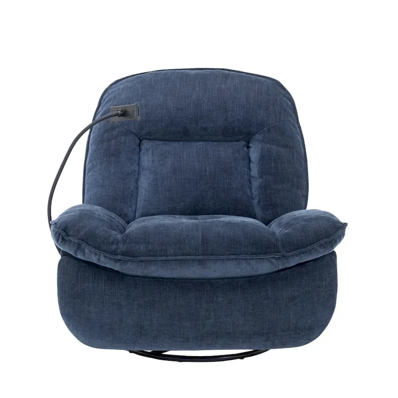 Bronzing fabric swivel recliner with mobile phone bracket