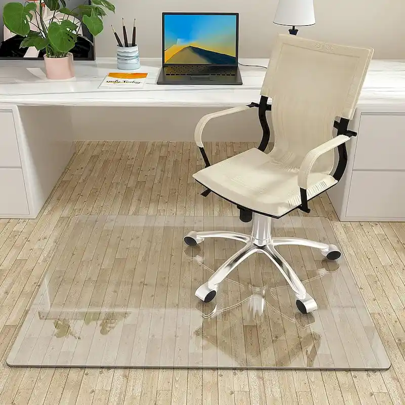 Office Chair Mat 46 x 36 with Tempered Glass for Hard Floor Protection