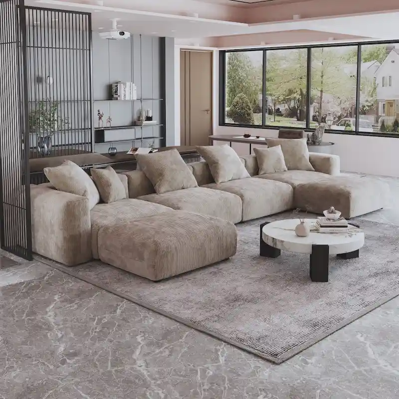 181 U-Shaped Convertible Modular Sectional Sofa With 2 Ottoman