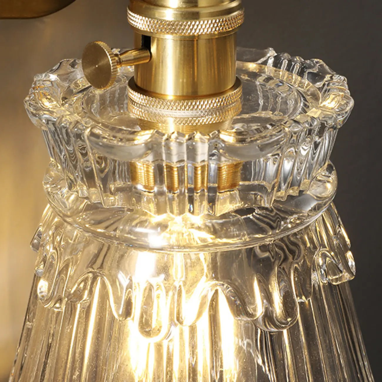 Art Deco Gold Transparent Glass Wall Sconce