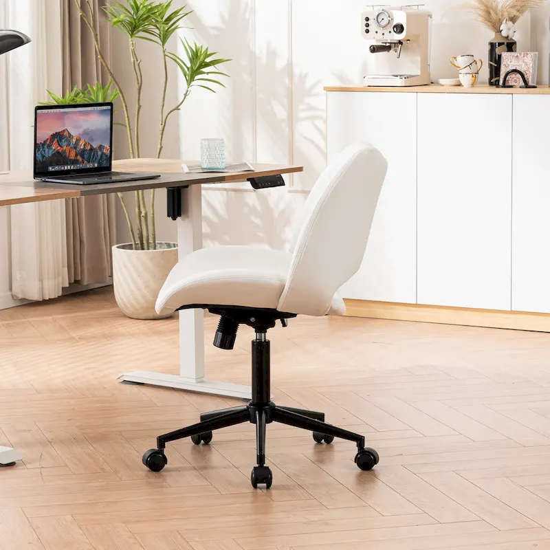 Swivel Armless Ergonomic Office Chair with Wheels
