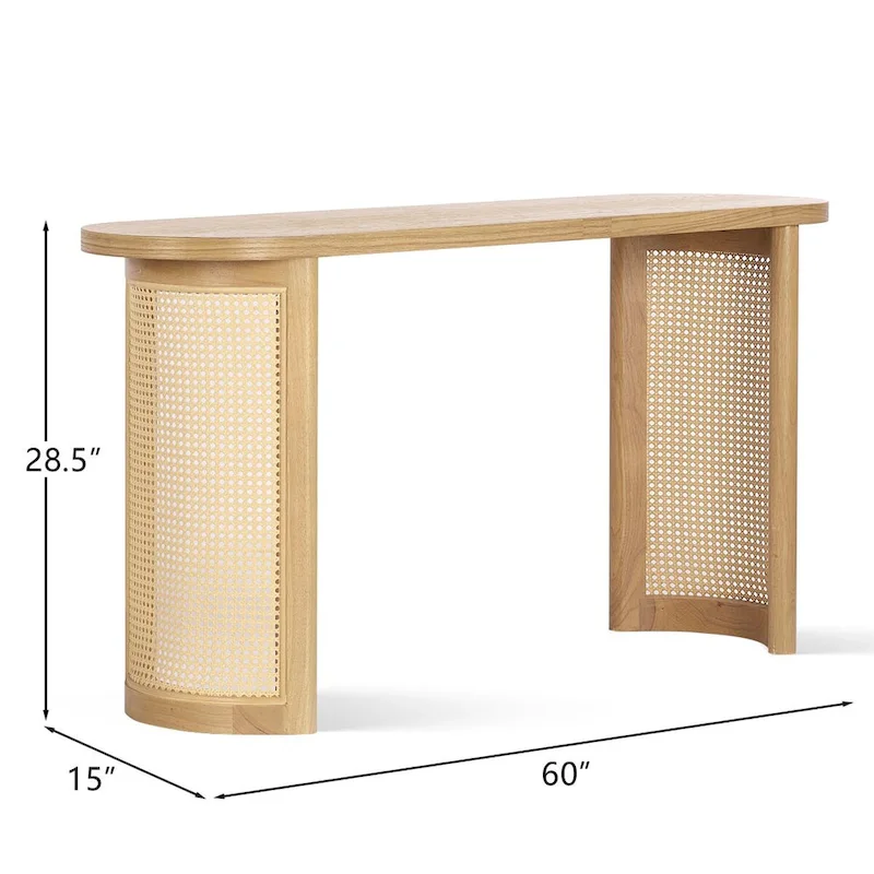 60  Solid Rattan Console Table