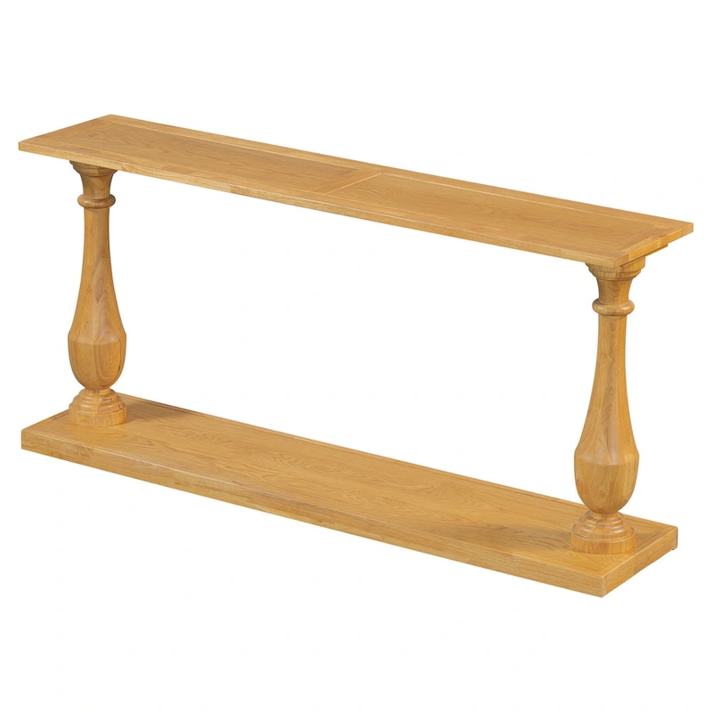 Vase-Leg Design Console Table Narrow Entryway Table Sofa Side Table with Bottom Shelf