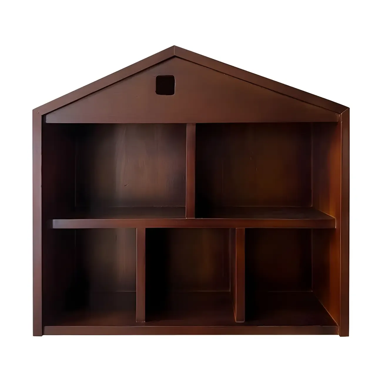 Classicial House-shaped 2 Shelves Floating Wood Display Cabinet
