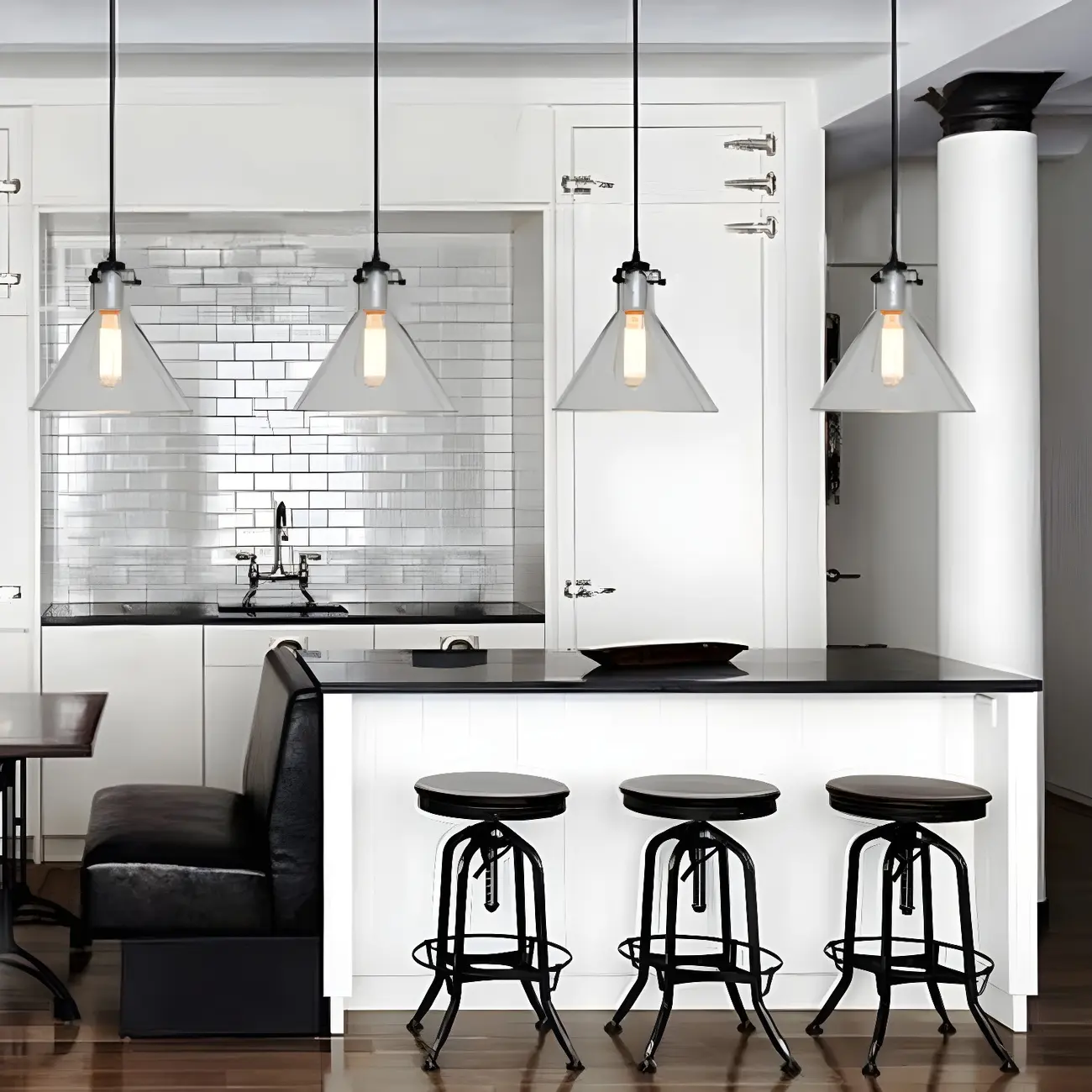 Industrial Clear Cone Glass Kitchen Pendant Light