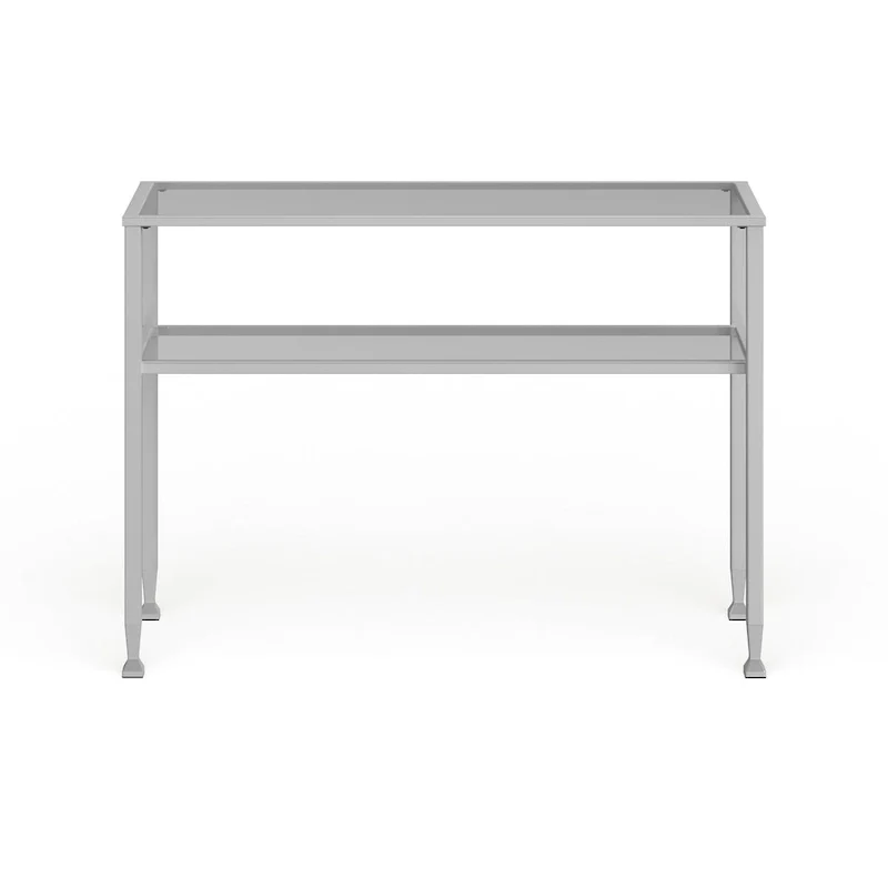 SEI Furniture Price Matte Gold Metal Console Table with Shelf and Tempered Glass