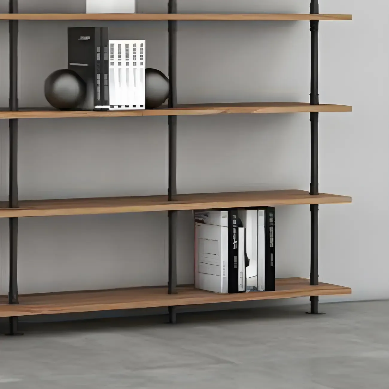 Industrial Black Wood Wall-Mounted Bookcase