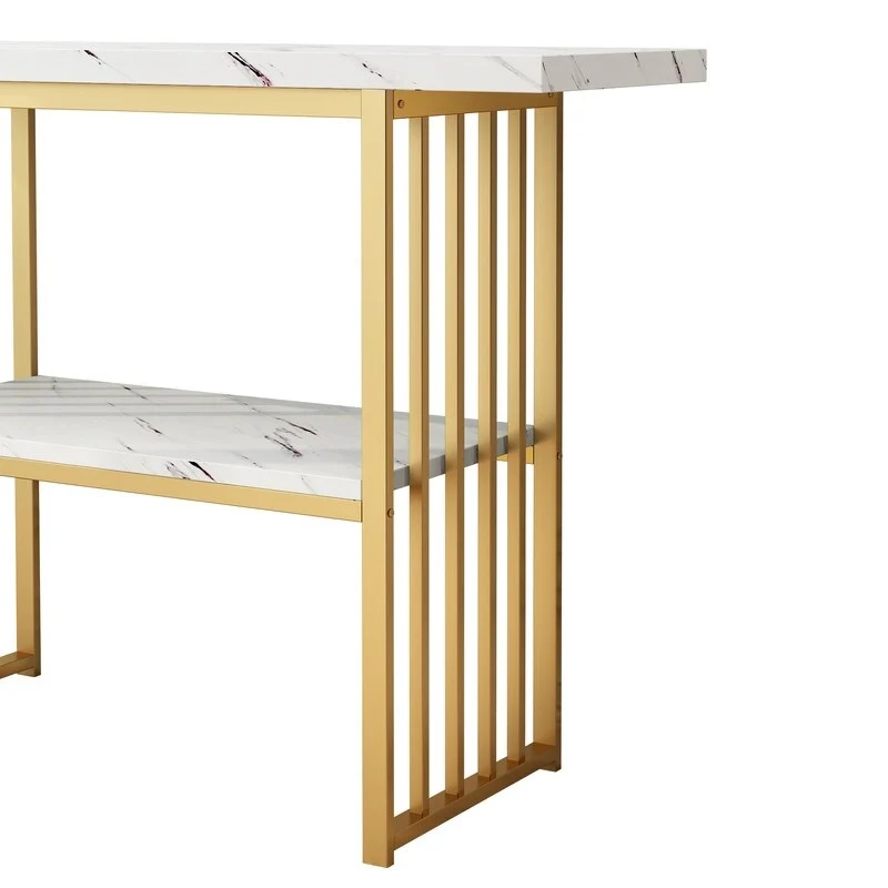 Modern 42-Inch Console/Accent Table with Geometric Metal Legs