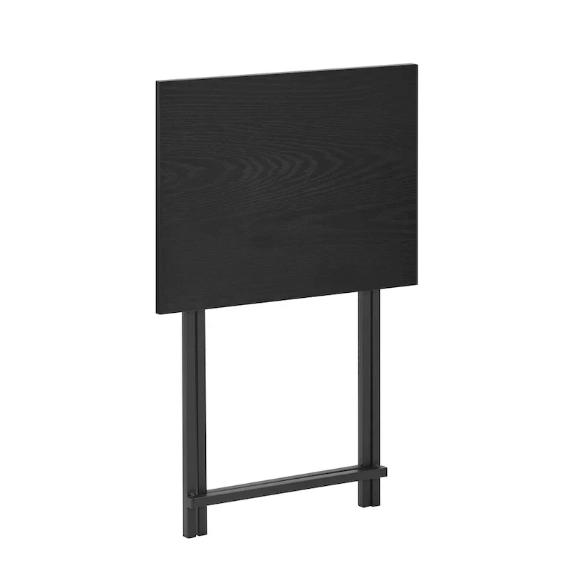 2-Piece Folding TV Tray Table with Wood Top and Metal Frame