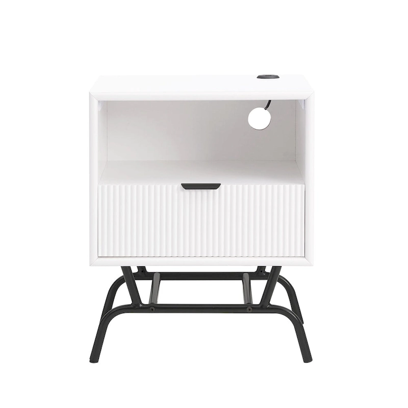 DH BASIC 2-Piece Modern Coffee Table and End Table Set with 3D Wave Accented Drawers by Denhour