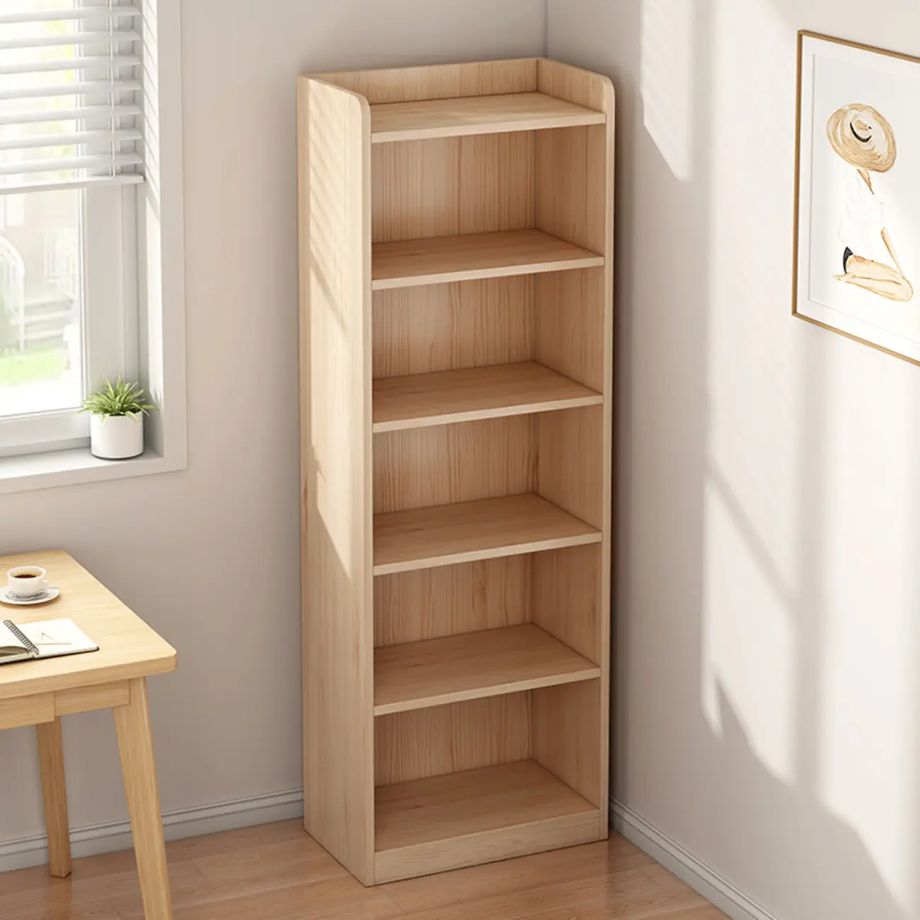 Natural Pine Vertical 6-Tier Barrister Closed Back Bookcase