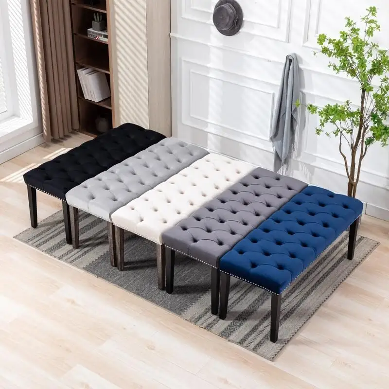 45.28L Velvet Upholstered Tufted Bench Ottoman