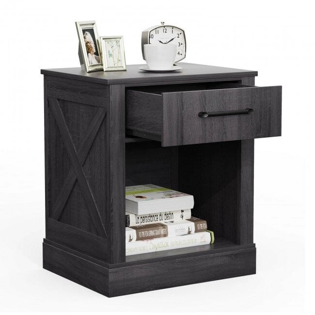 Compact Nightstand with Drawer and Shelf