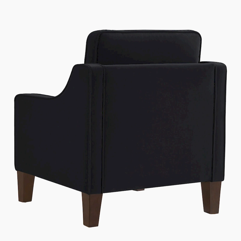 Modern Velvet Upholstered Armchair with Wooden Legs