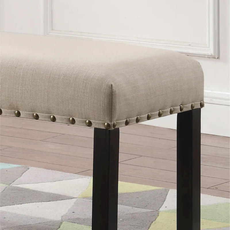 Fabric Dining Bench with Nailhead Trim