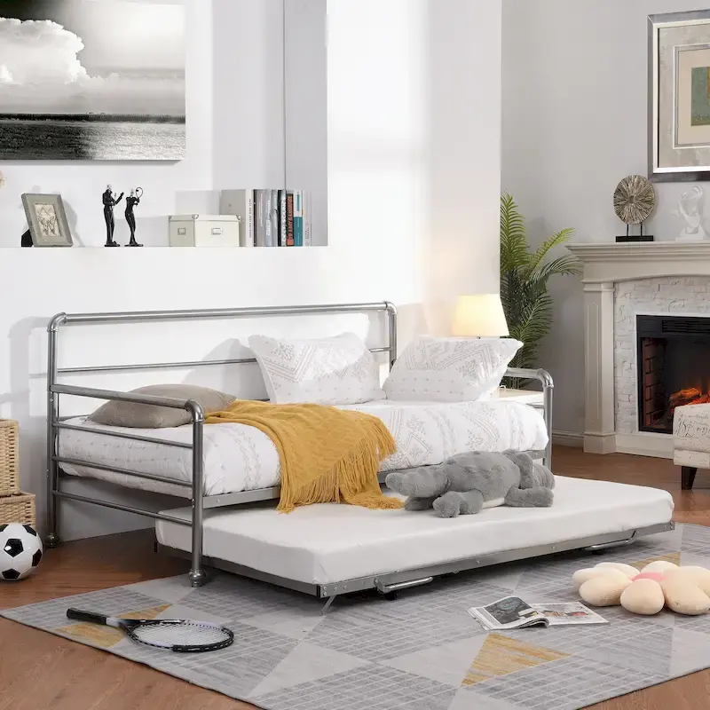 Twin Size Daybed with Adjustable Trundle