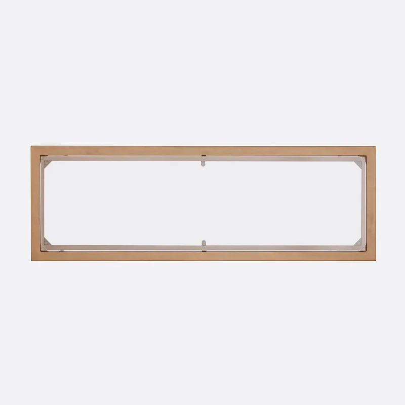 SEI Furniture Price Matte Gold Metal Console Table with Shelf and Tempered Glass