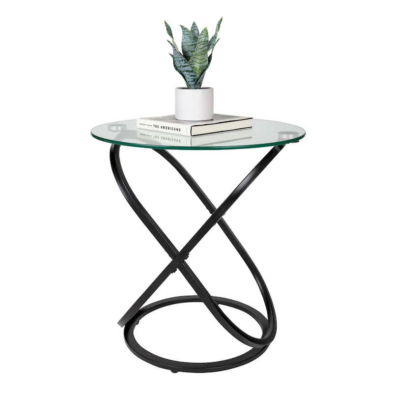 Galaxy Tempered Glass Round End Table - Modern Sculptural Design