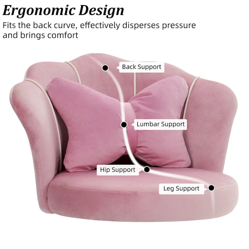 XINMICS Modern Velvet Task Chair 360 Swivel Adjustable Height Office Chair