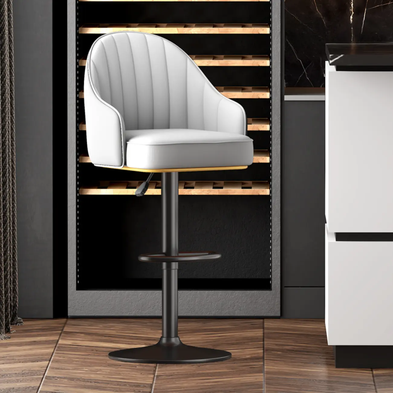 Modern Leather Swivel Adjustable Height Bar Stools