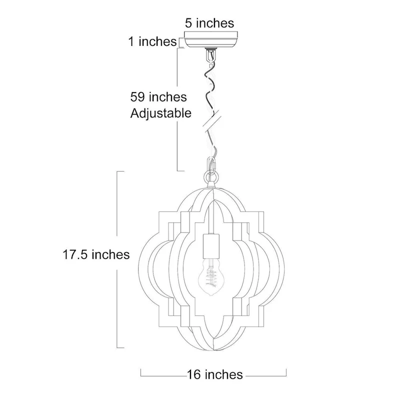 Farmhouse 1-Light Wood Lantern Chandelier Kitchen Island Pendant Lights - D 16 x H 17.5