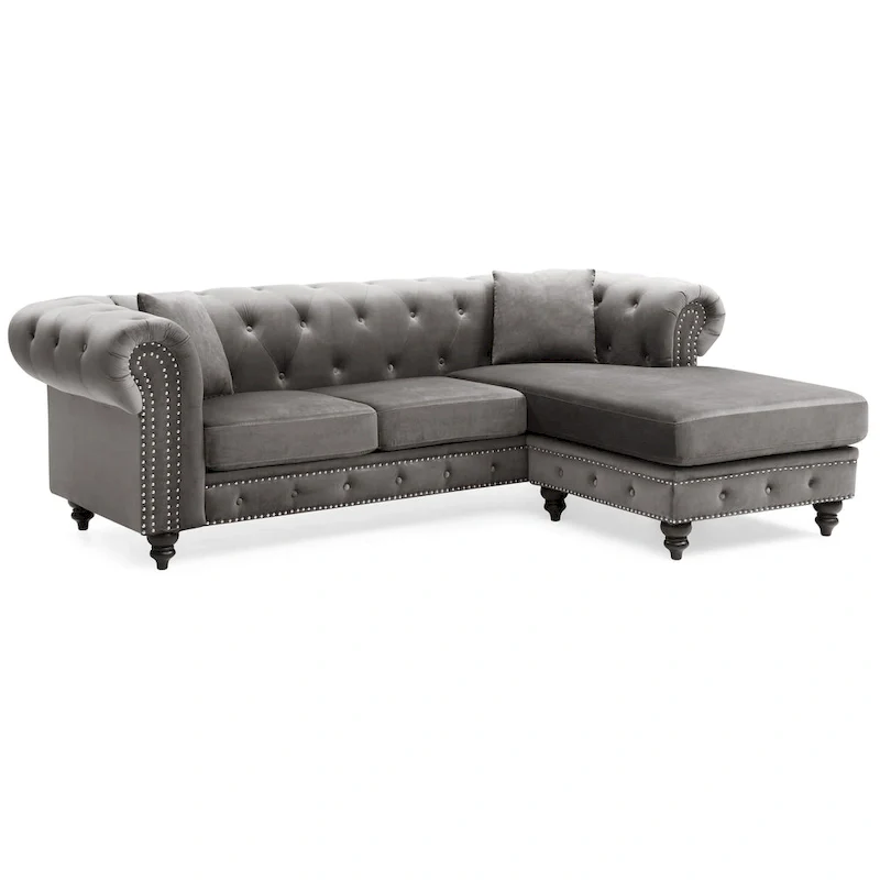 Nola Velvet Sofa with Chaise