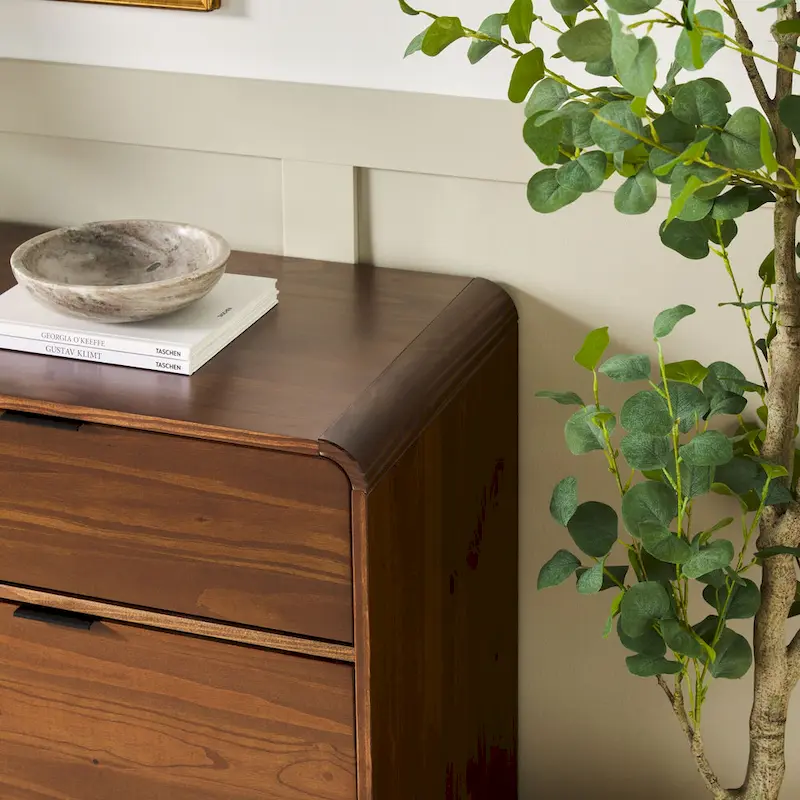 6-Drawer Solid Wood Dresser with Curved Top