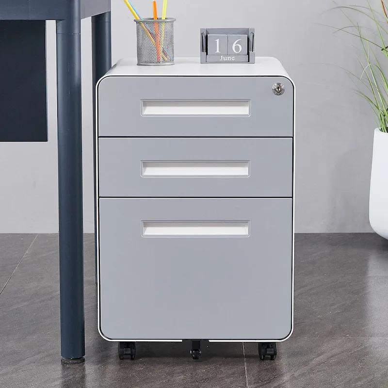 3-drawer Steel Filing Cabinets with Lock Mobile Under Desk Fully Assembled Cabinet