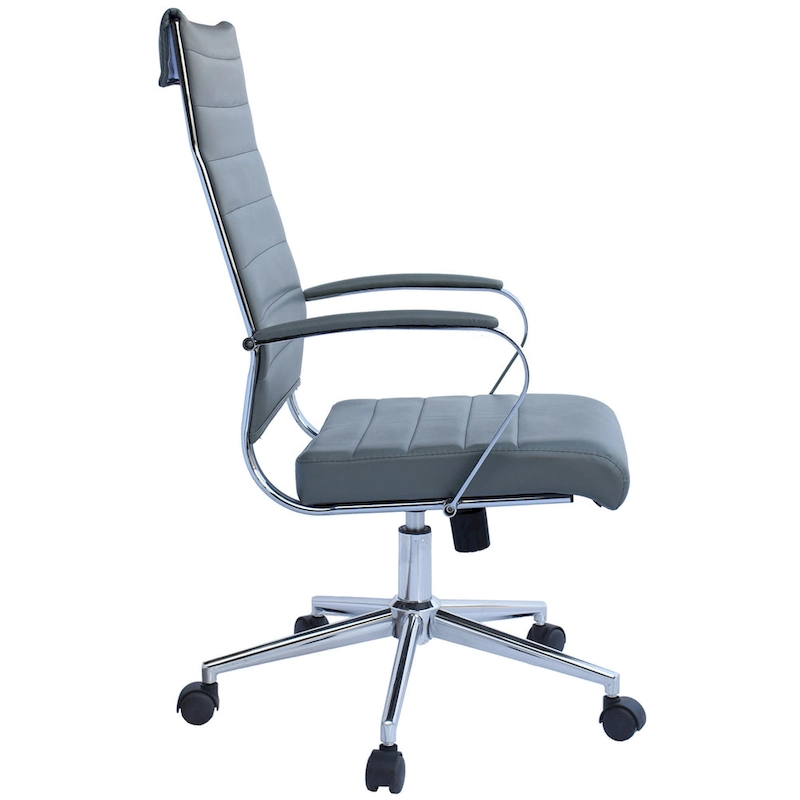 Modern High Back Office Chair Ribbed PU Leather Manager Tilt Conference Room Computer Desk Boss Task Executive Boss