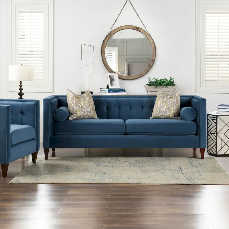 Jack 84 Mid-Century Modern Tuxedo Sofa with Bolster Pillows