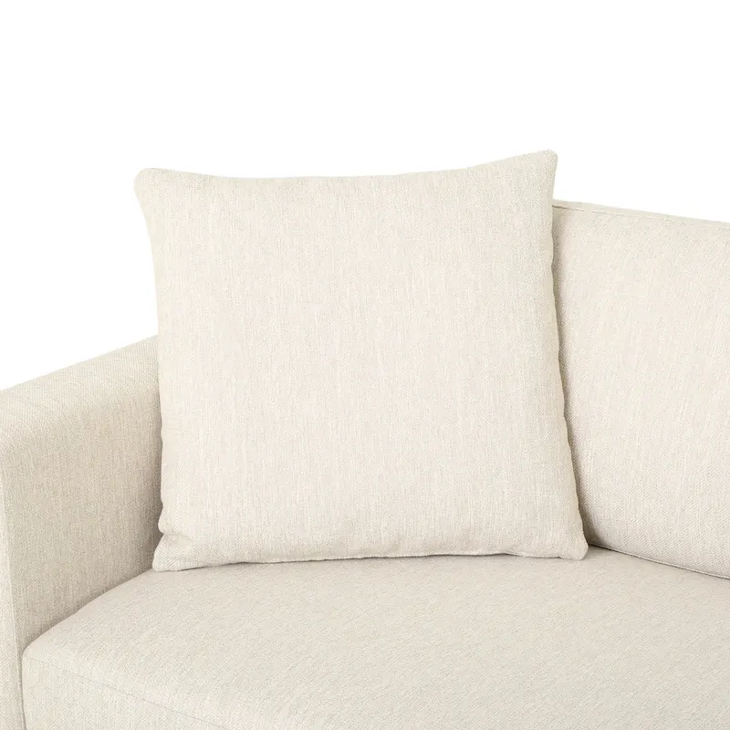 Beige Modern 101 3-seater Sofa with Wood Legs and Two Pillows for Living Room