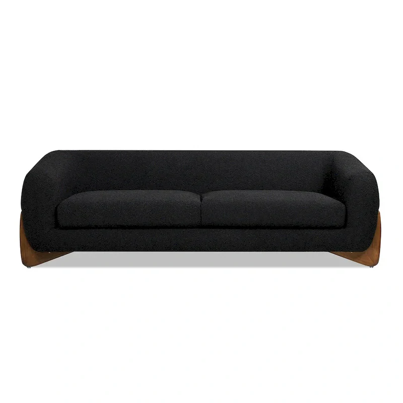 90.5 Boucle Upholstered Sofa with Wood Legs