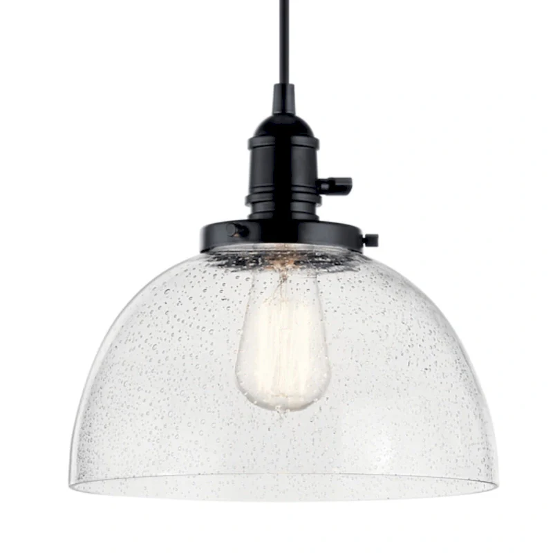Kichler Lighting Avery 10.25 in. 1-Light Black Bowl Mini Pendant Light