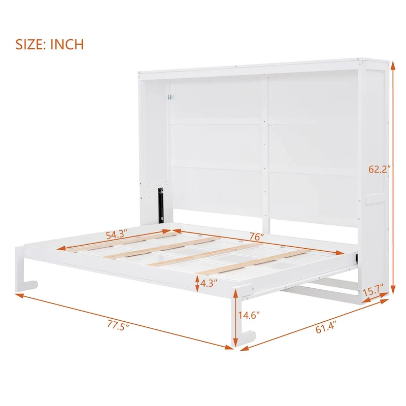 Full Wooden Wall Murphy Bed, Space-Saving