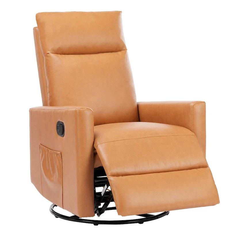 Manual Recliner Chair Winback Single Sofa, 8 Different Massage Modes, Brown