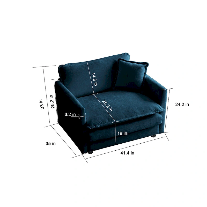3 Piece Chenille Sofa Set with Arm Pillows and Toss Pillows, Include 2- Piece Armchairs and One 2-seat Sofa