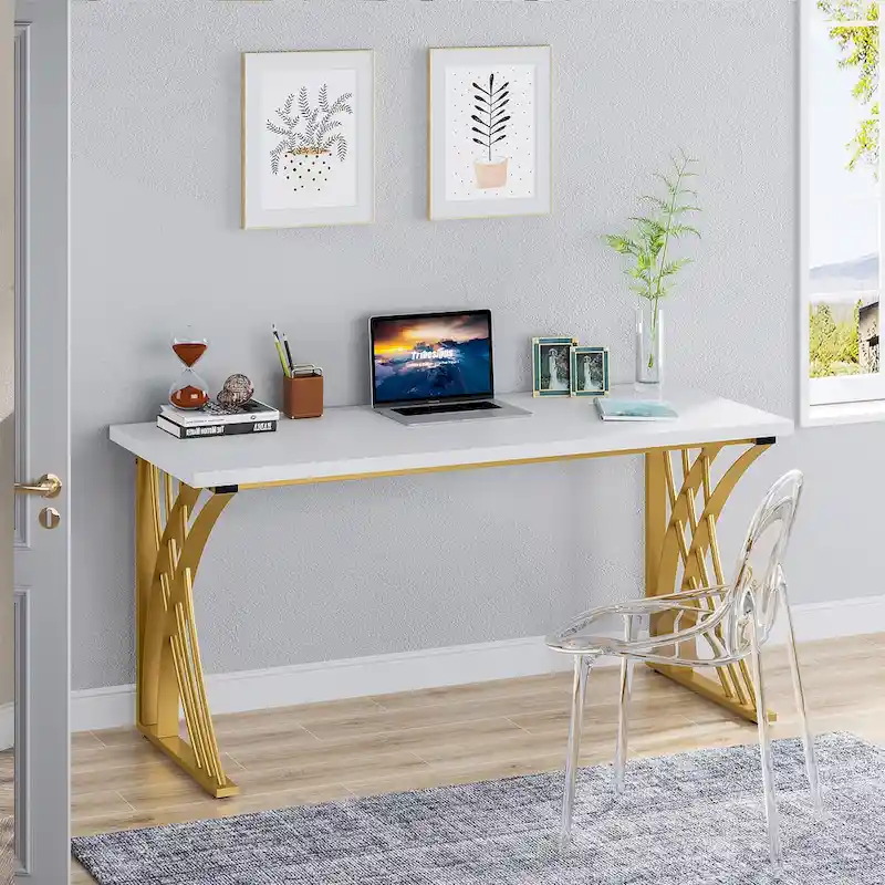 55 Inch Computer Desk with Metal Frame